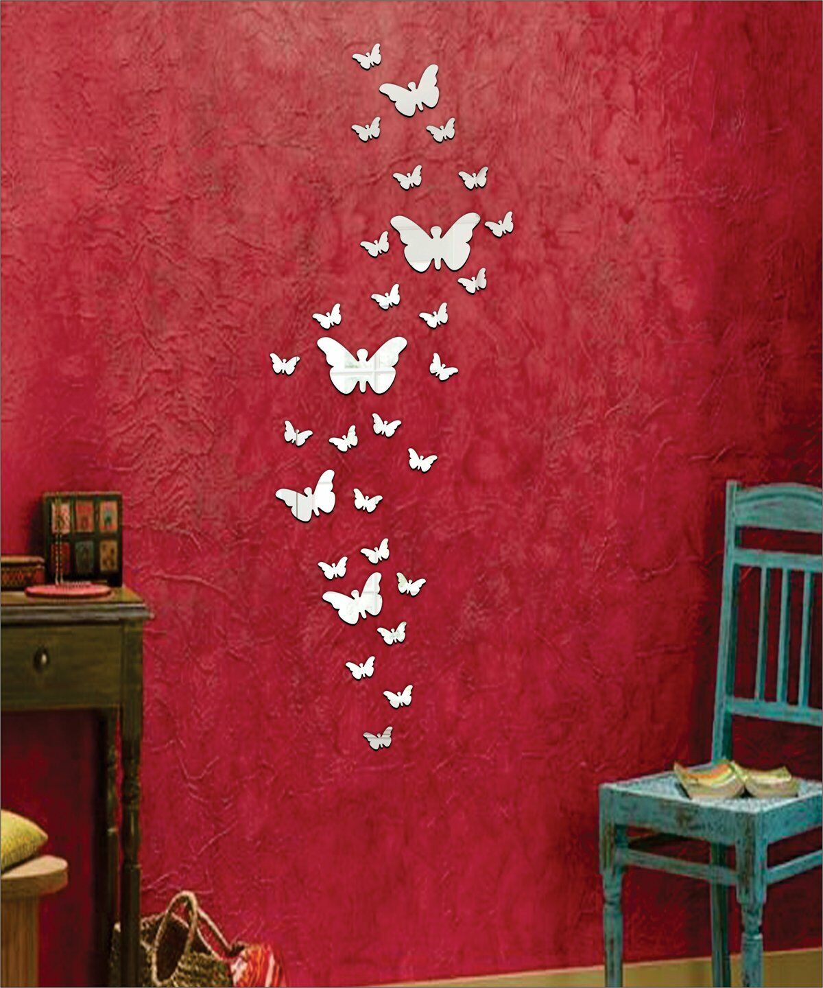 Butterfly Silver 3D Wall Stickers Tattoo Acrylic Mirror For Home Office  Decor | eBay
