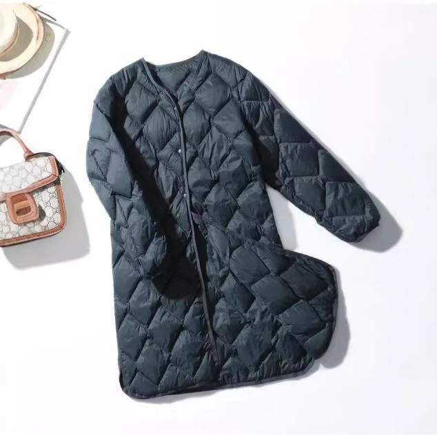 OFF WHITE Piumino donna girocollo cappotto mezza lunghezza sciolto sottile puffer coat autunno inverno