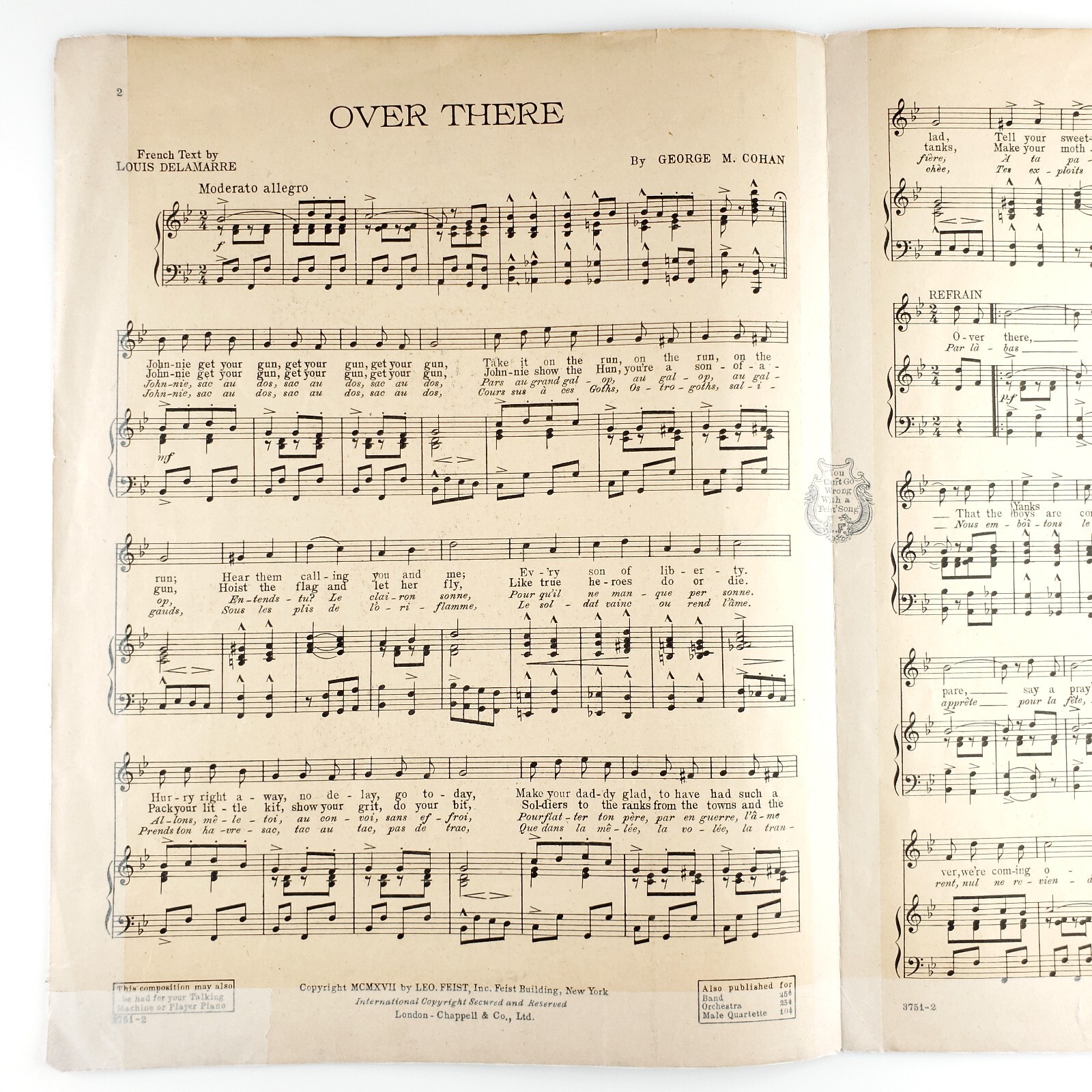 Norman Rockwell WW1 Sheet Music c1918 Campfire Singing Soldiers Over