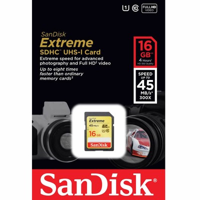 Sandisk 16gb карта памяти sandisk Extreme sdhc 45mb/s cl6 sdsdx-016g-x46 (619659062224)