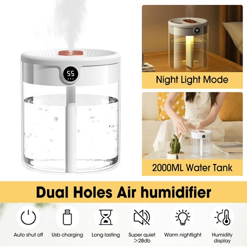 Large Capacity 2L USB Humidifier With Night Light And Smart Sensor 3 Mist Modes - Picture 3 of 24