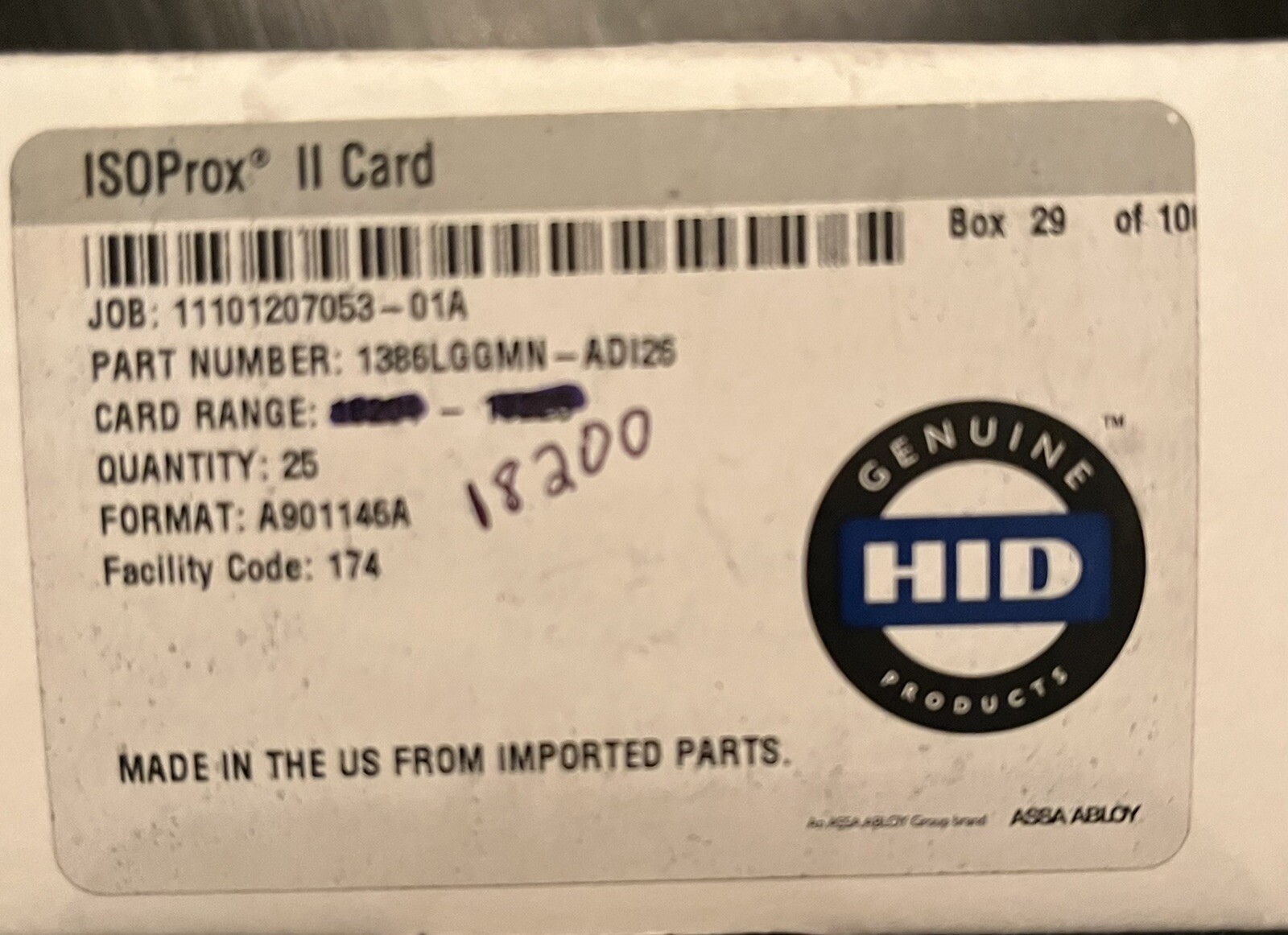 HID Proximity 1386 Isoprox II Proximity Access Control Card 1386LGGMN PACK  of 25 639399058370 | eBay