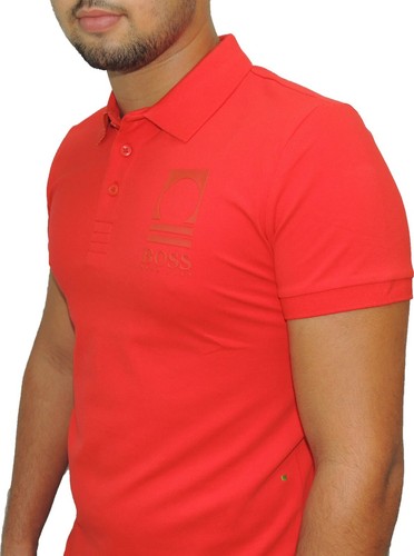 Hugo Boss Polo Erkek Coppa del Mondo Calcio Paule Bandiera Rosso Slim 50384541 XL - Foto 2 di 10