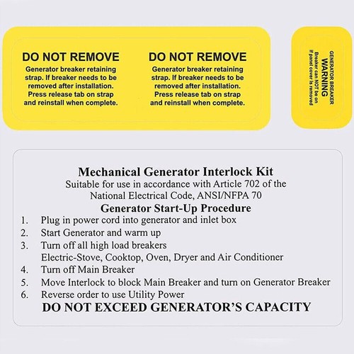 1X Generator Interlock Kit FIT For Meter Main 150 Amp Breaker Square D - Picture 15 of 24