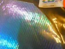 Dichroic Glass:CBS 90 COE -Emerald Green on Prismatic Textured Clear - 3"Sq