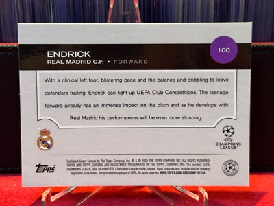 2024-25 Topps Chrome Endrick Braizl Aqua 070/199 RC Real Madrid