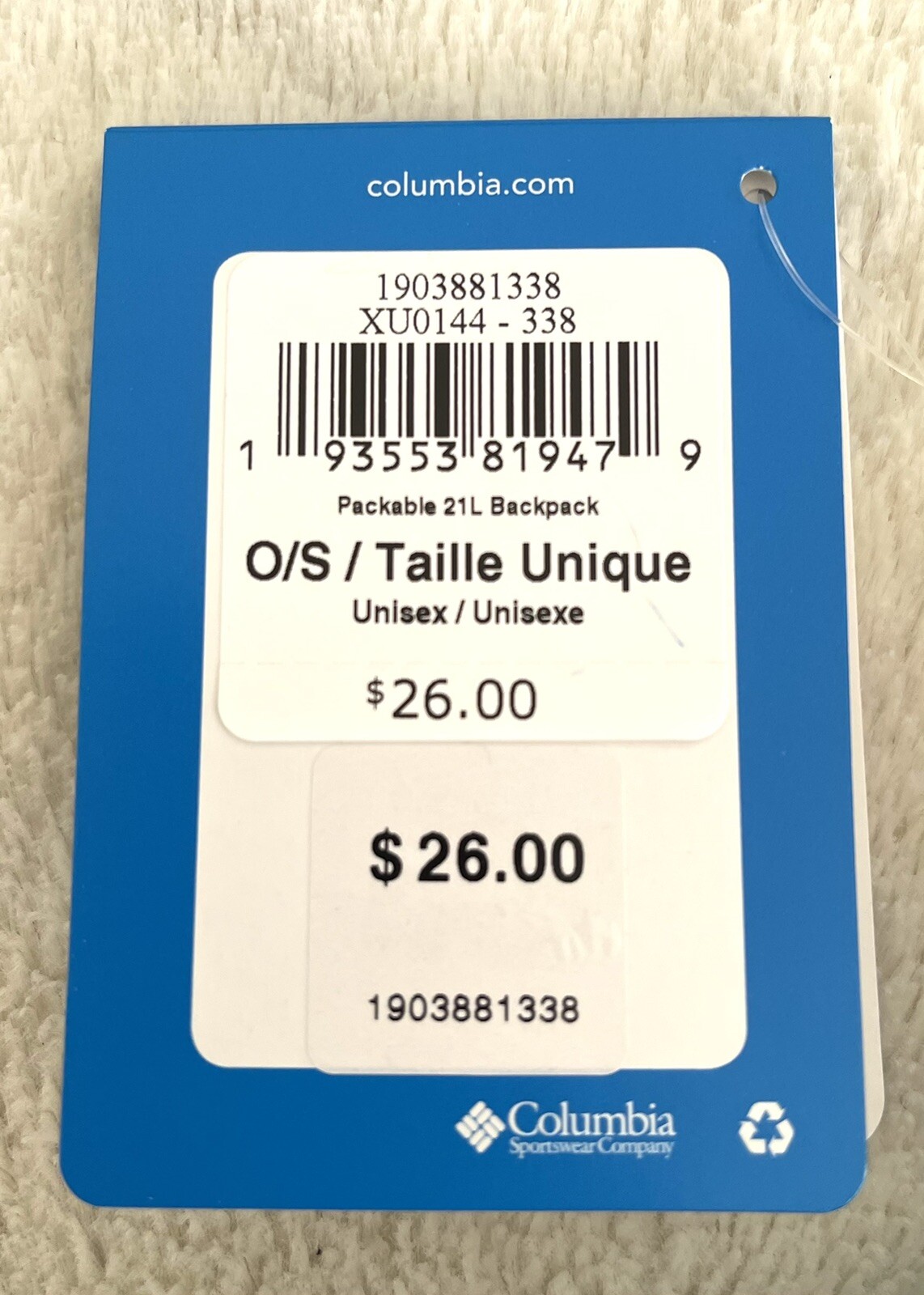 columbia taille unique backpack