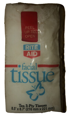 Rite Aid Facial Tissues 10, 3-Ply Tissues Kleenex 1970 s **Sealed** 