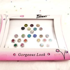 Exclusive 24 Round Bindis in Crystals with Floral Shape