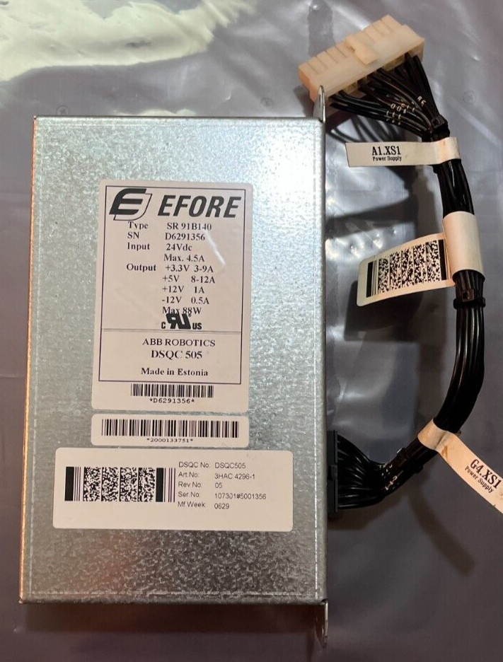 ABB EFORE SR91B140 POWER SUPPLY 3HAC4296-1 / DSQC505 24VDC to 3.3V/5V/12V/-12V