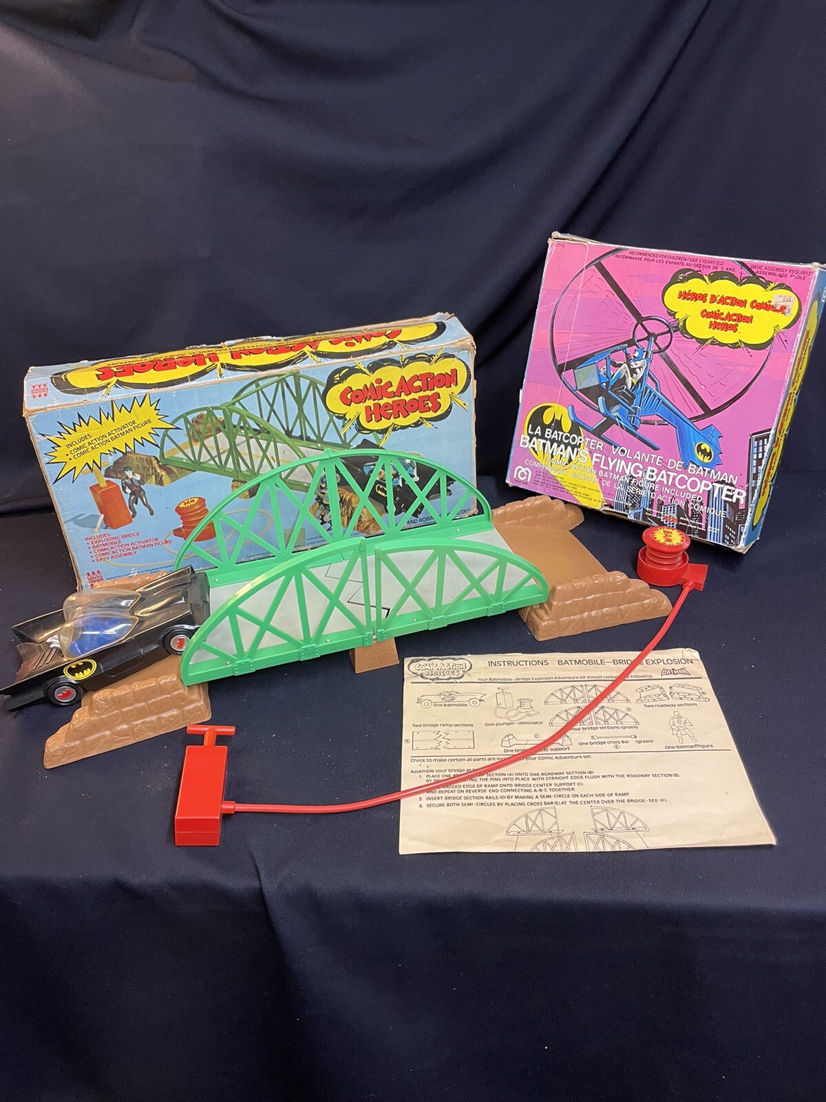 Batman Exploding Bridge Playset, Batcopter (Box Only), 1976 Vintage Lot ...