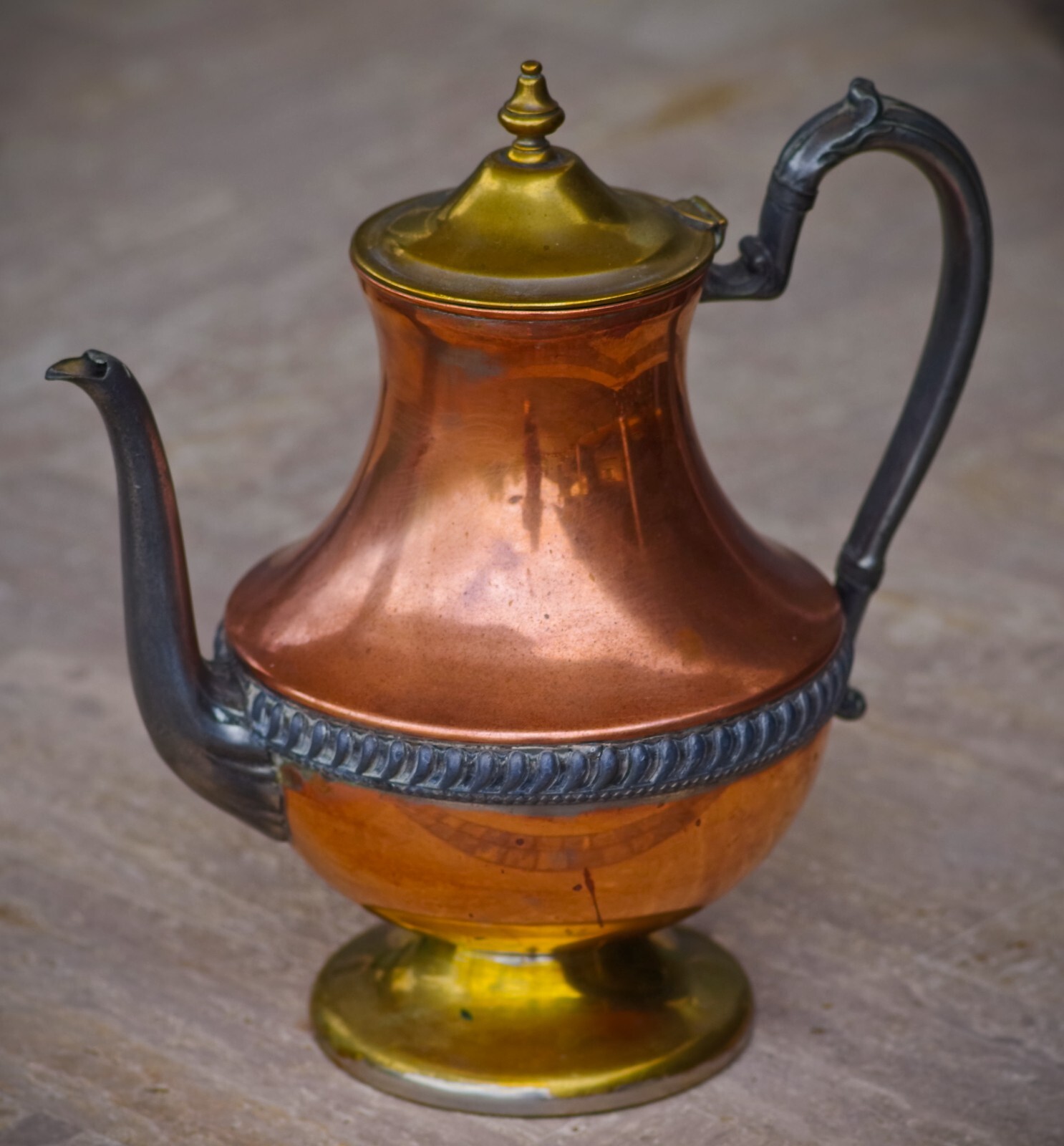 VINTAGE Silver On Copper TEAPOT Lehman Brothers New York Made in USA