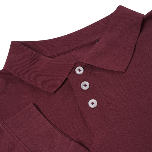 New Mens Long Sleeve Polo Shirts Pique Casual Work Regular Fit Plain Premium Top - Picture 31 of 46