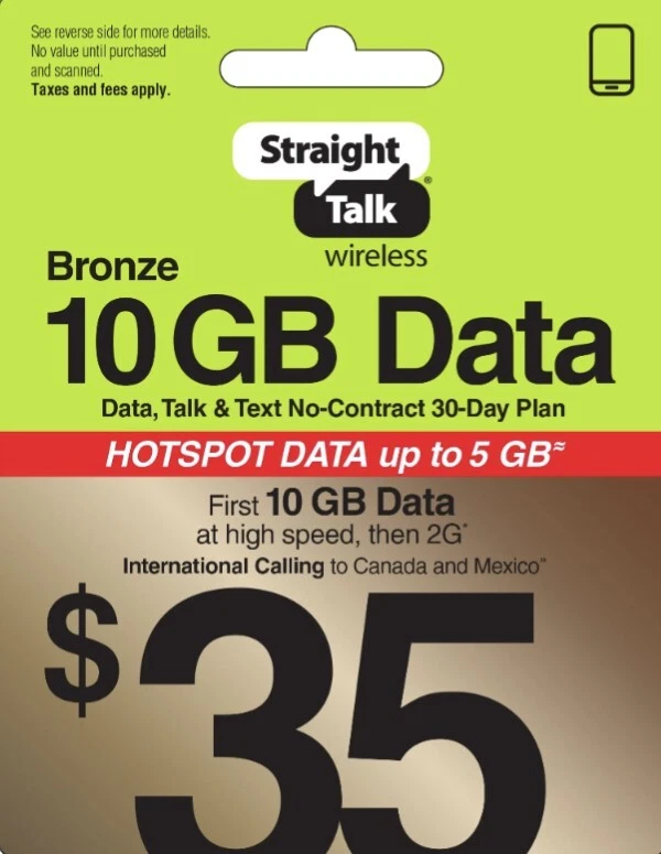 Straight Talk Rob 35 Refill Card Talk Text Unlimited 30 Day Top Up NOW Plan Data - Image 3 of 3
