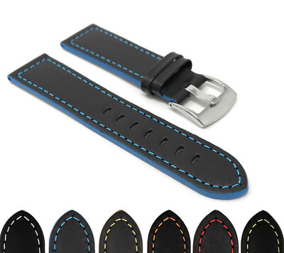 22mm Two-Tone Leather Racing Watch Band for Skagen Holst, Jorn, Kuppel