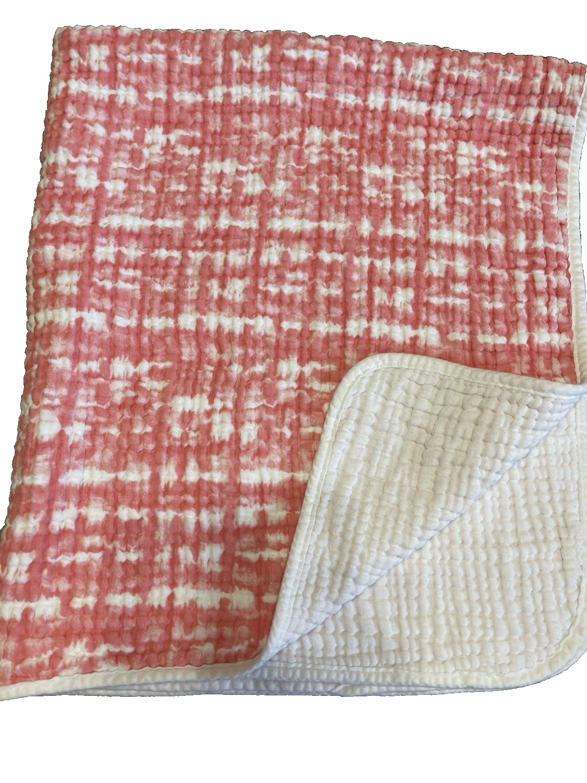 Chickpea Pink Muslin Dream Blanket Swaddle Receiving White Reversible 31.5x38