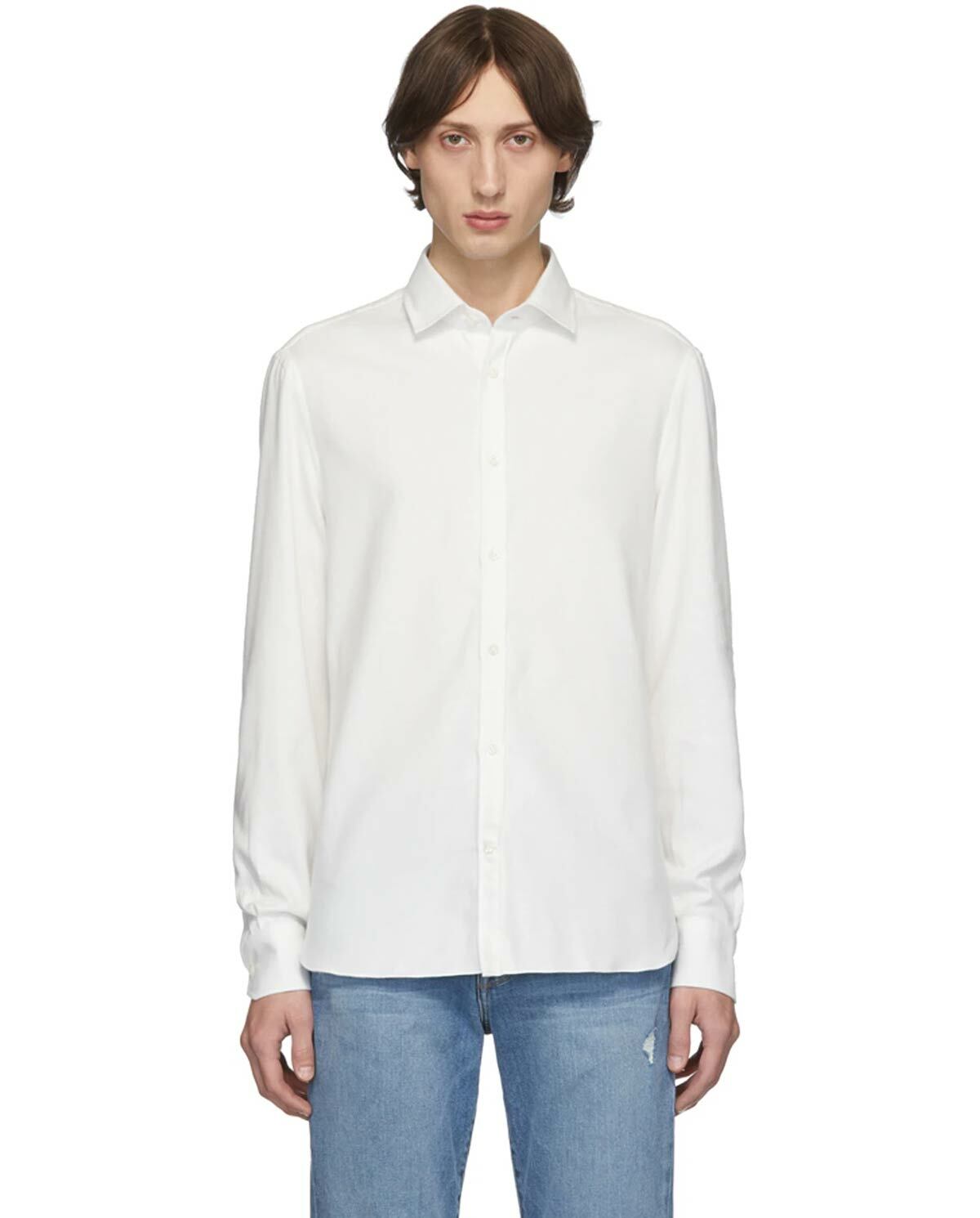 Мужская приталенная рубашка с воротником JB от Eidos X-Large XL белого цвета - Сделано в Италии