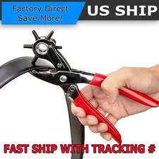 6 Sized 9'' Leather Hole Punch Heavy Duty Hand Pliers Belt Holes Puncher Tool
