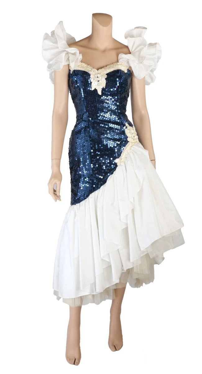 White 80s cheap prom dress