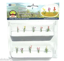 JTT SCENERY 95560 ASSORTED FLOWER PLANTS 2  O SCALE  1" HIGH   10/PK