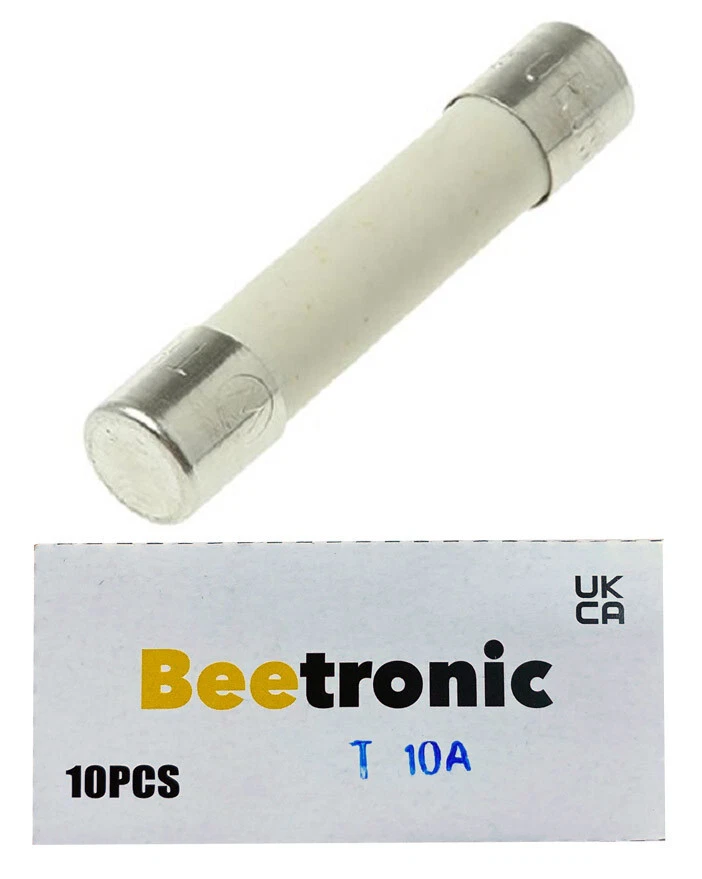 Beetronic 10 x T10A 10A 10 Amp Anti-Surge Time Delay Ceramic Fuse 32x6mm 250v