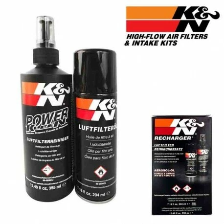 Kit Nettoyant filtre a AIR KN K&N 355ml + 204ml power kleen 99-5000EU 99-5003EU - Photo 1/2