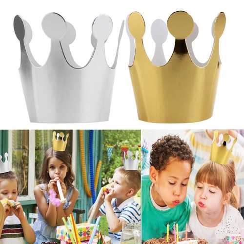 12 PIEZAS Sombreros de Corona de Papel Coronas de Cumpleaños para Niños Decoraciones de Fiesta - Imagen 6 de 12
