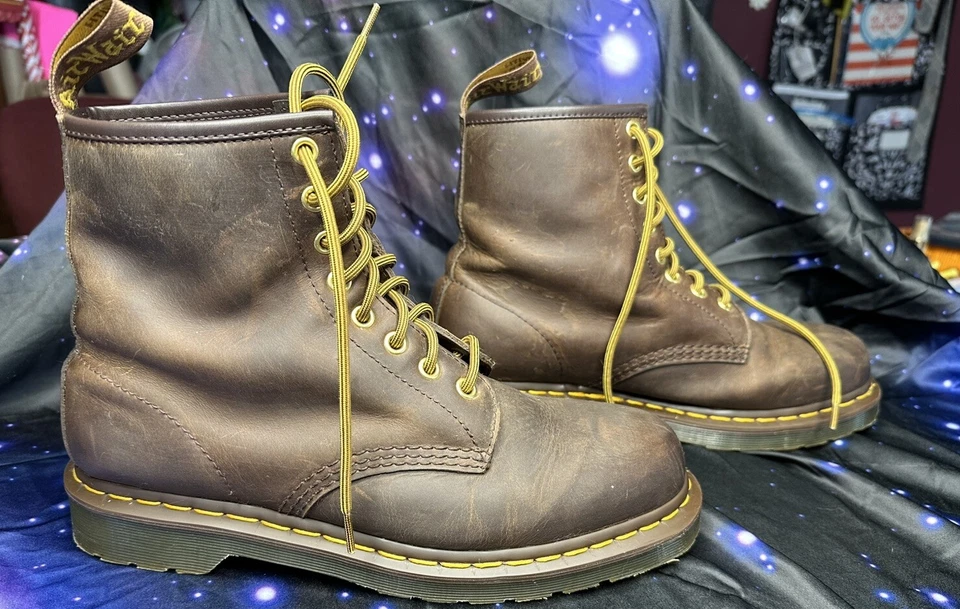 Botas de Cuero Dr. Martens Hombre AZTECA MARRÓN CABALLO LOCO Talla 9M Ligeramente Usadas Foto 2 de 4