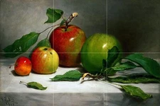 Still life of fruit apple Tile Mural Kitchen Bathroom Backsplash Marble Ceramic