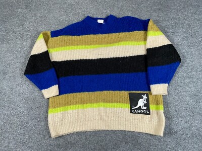 Kangol x H&M Striped Chunky Knit Pullover Sweater Women's Medium Lightweight