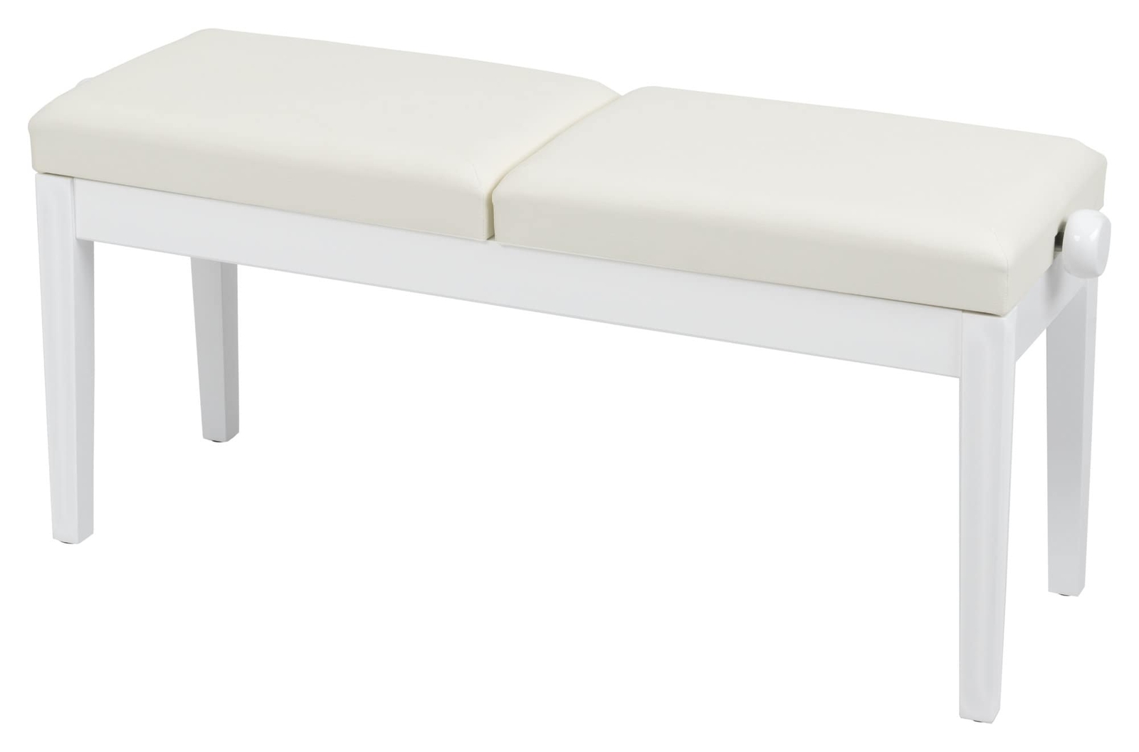 Sgabello Panca per Pianoforte Sedia a Due Posti Regolabile Legno Bianco Lucido