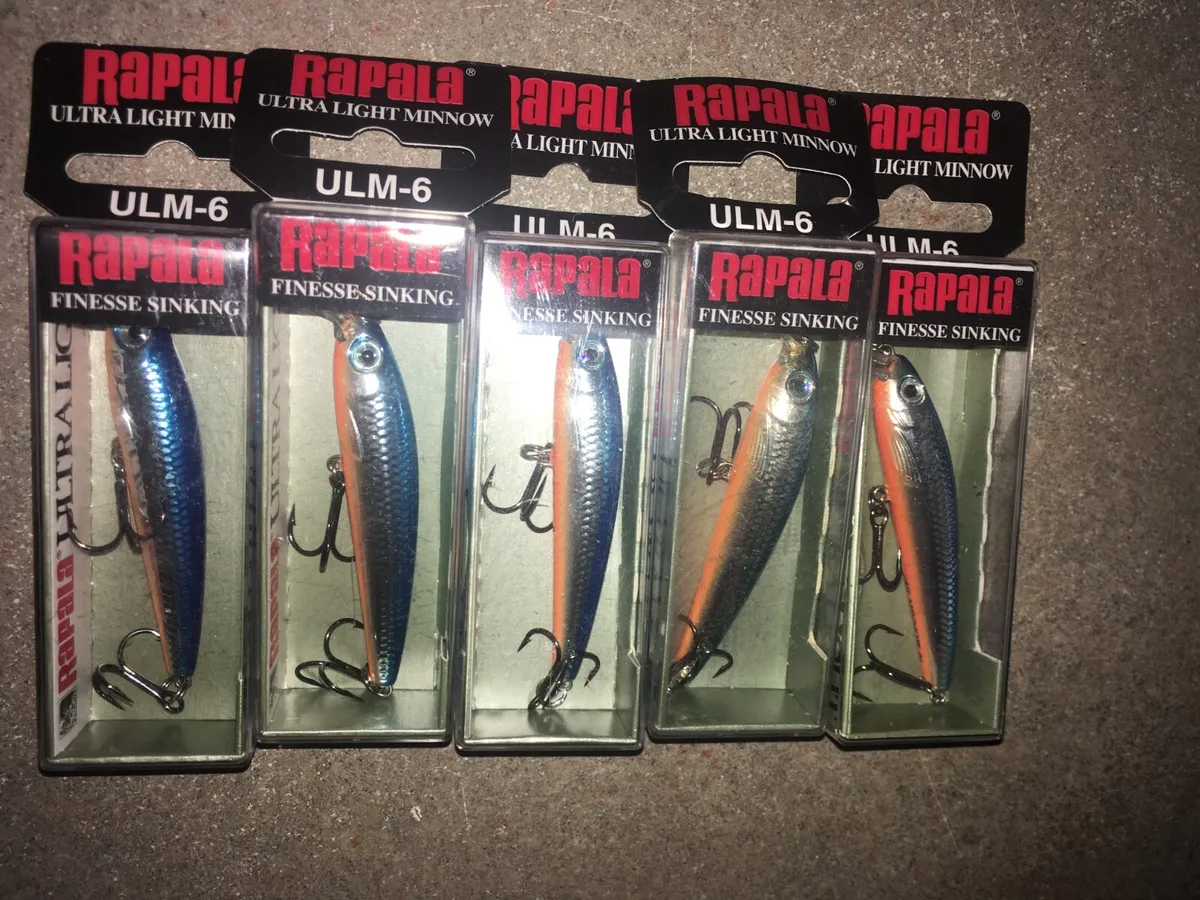 RAPALA ULTRA LIGHT MINNOW 06's=lot of 5 SILVER BLUE Colored Fishing Lure