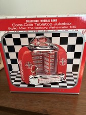 New Vtg Coca Cola Tabletop Jukebox Diecast Musical Bank 1990s Collectible w/ Box