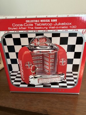New Vtg Coca Cola Tabletop Jukebox Diecast Musical Bank 1990s Collectible w/ Box