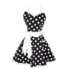 Hyzrz Lovely Sweetheart Retro Kitchen Aprons Woman Girl Cotton Polka Dot Cooking