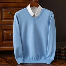 Herren Pullover Pulli Kaschmir Winter Dick V-Ausschnitt Klassisch-