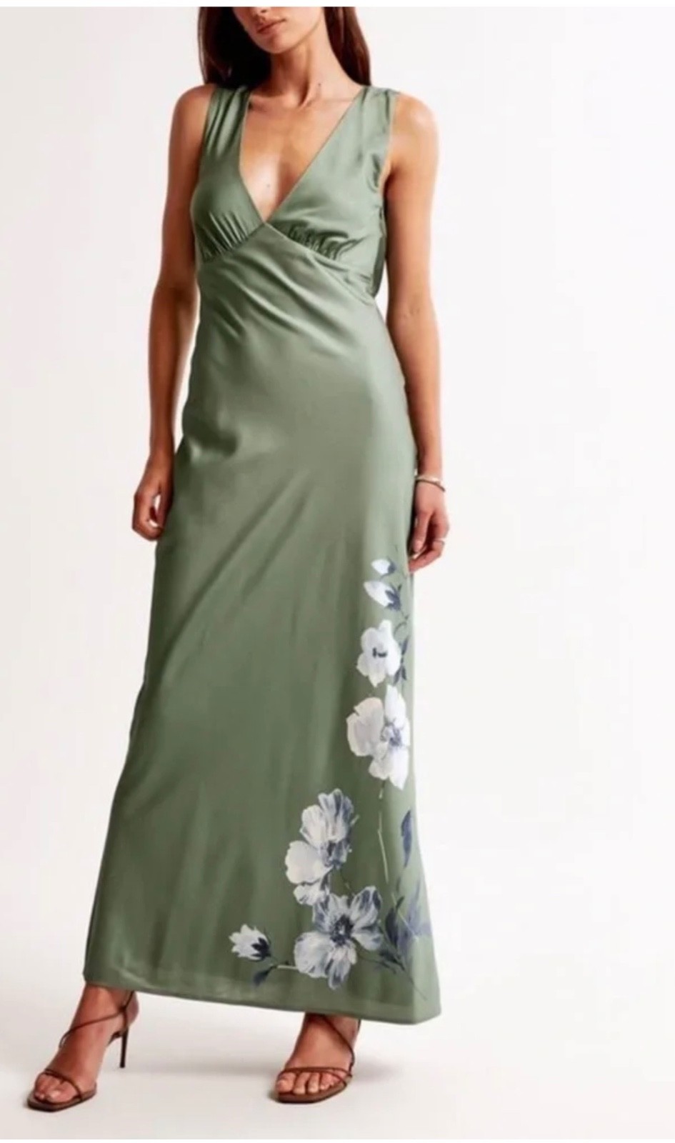 abercrombie fitch sage green silk dress for wedding in perfect condition