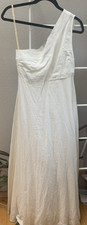 Farm Rio Boho One-Shoulder White Linen Smocked A-Line Maxi Dress Size Small