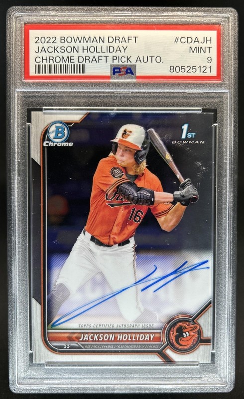 2022 Bowman Draft Jackson Holliday Chrome Auto 1st #CDA-JH Orioles PSA 9