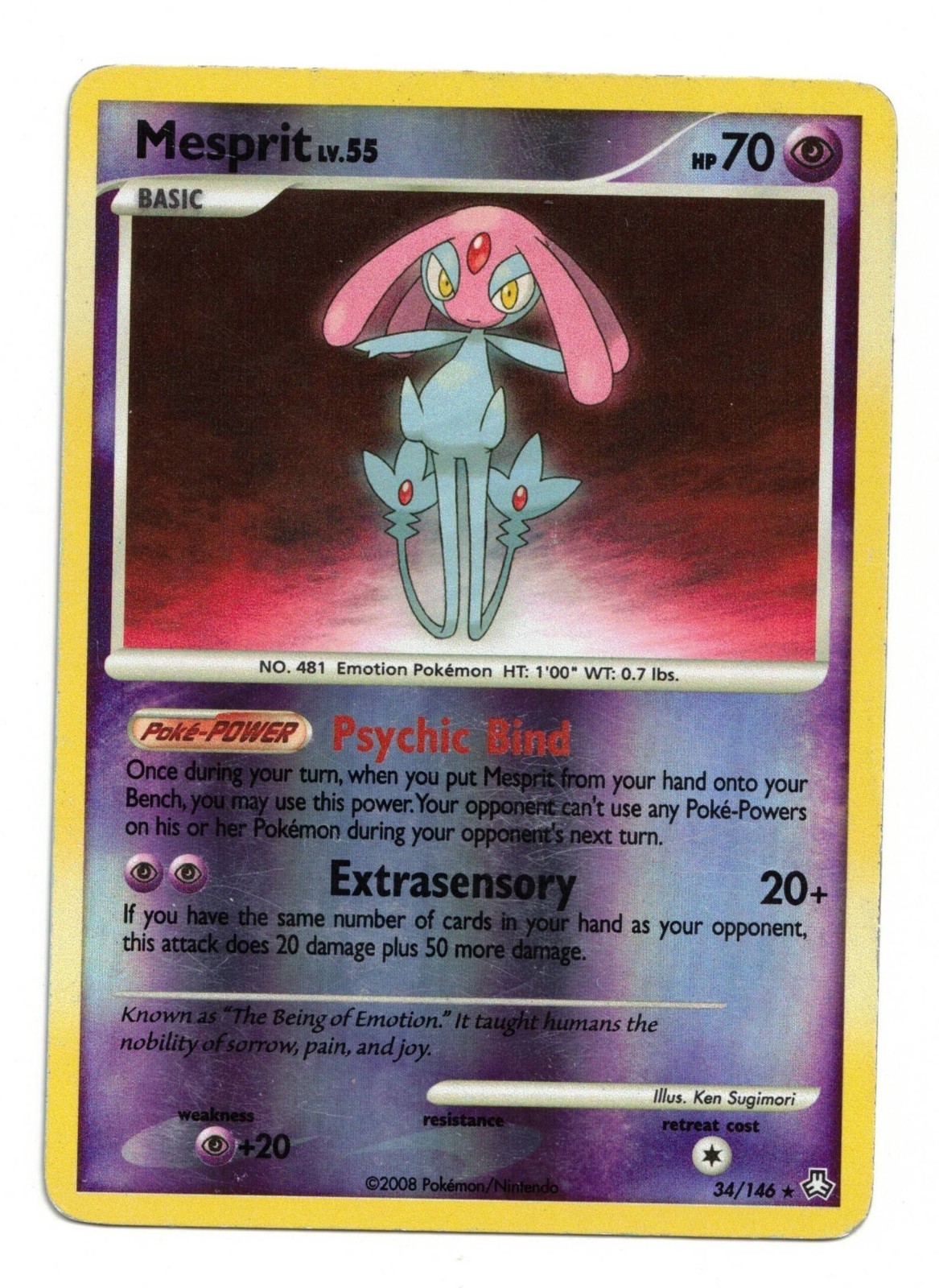 Pokemon Card: Mesprit REVERSE HOLO 34/146 D&P Legends Awakened Set Rare! GD