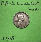 1918-S Lincoln Wheat Cent /Penny 1c Fine