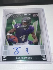 Zay Flowers 2023 Pro Set Pure Instincts Green Foil Rookie Auto /15 Ravens ⭐