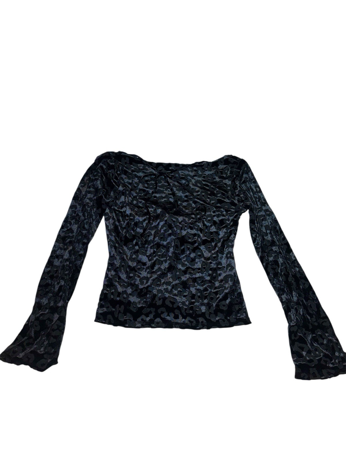 Vintage Candles Black Velvet Floral Burnout Sleeve Off Shoulder Top