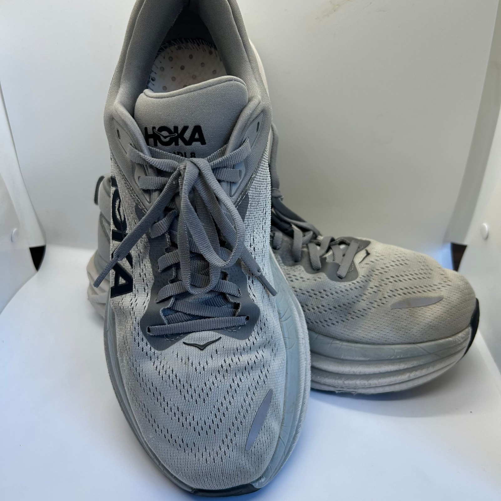 HOKA Bondi 8 Men's Running Shoes in Sharkskin/Harbor Mist thumbnail 5