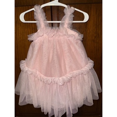 Cupcakes and Cashmere Baby Girls Pink Glitter Tulle Ruffle Dress 6-9M