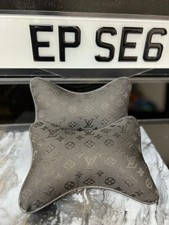 ‘Monogram’ Black Fabric Car Neck Pillow PAIR