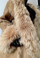 Pelzjacke Jacke Felljacke Echtpelz beige braun L 40 Wildleder Lammfell Mantel