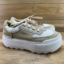 UGG Marin Mega Platform Sneakers Womens 10 Beige Nude Suede Chunky Tredlite