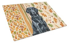 Black Flat-Coated Retriever Fall Glass Cutting Board WDK7838LCB