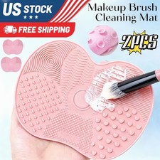 2Pack Pink Silicone Makeup Brush Cleaning Mat Portable Washing Tool for Face Eye